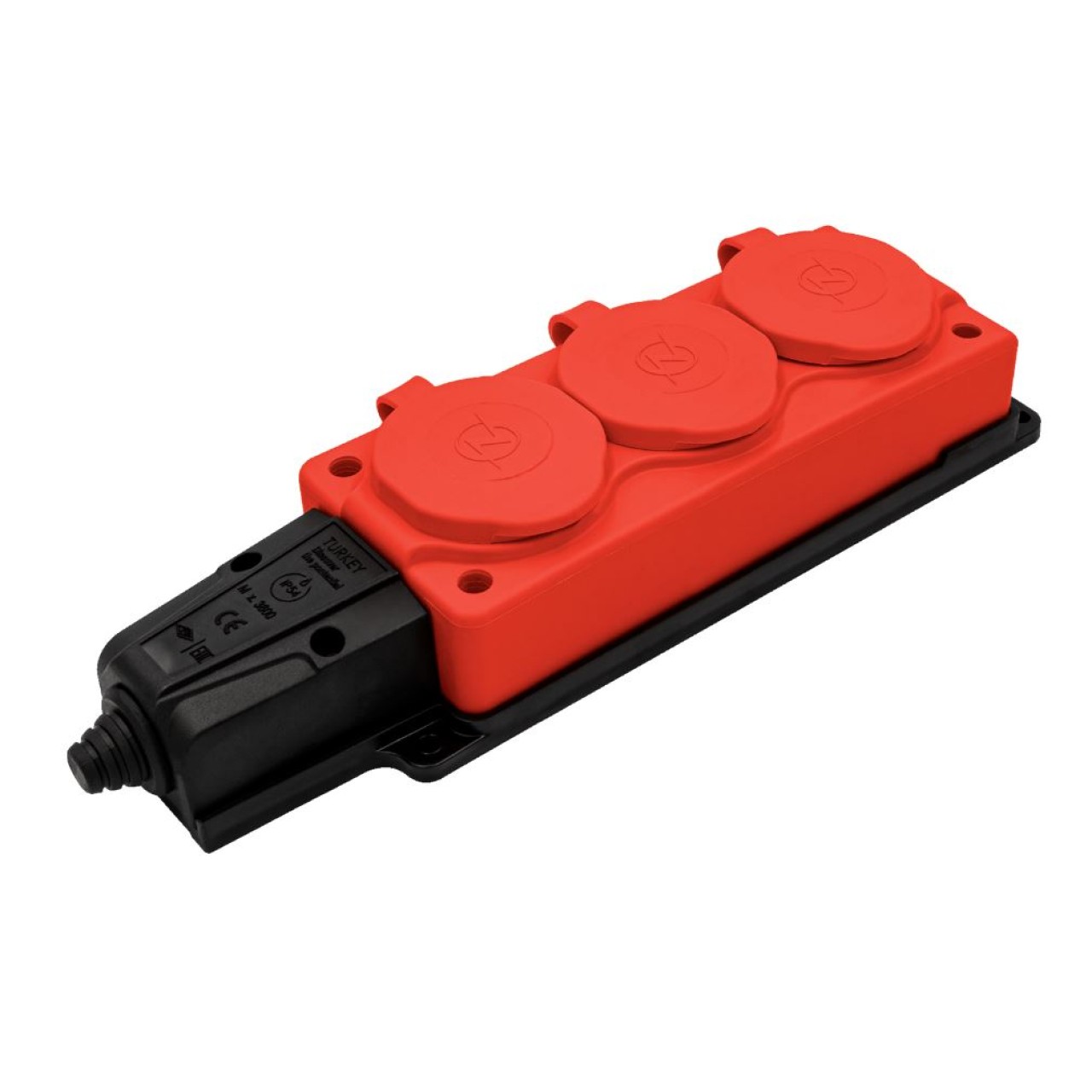 1X16A 3LÜ GRUP PRİZ SİYAH/KIRMIZI