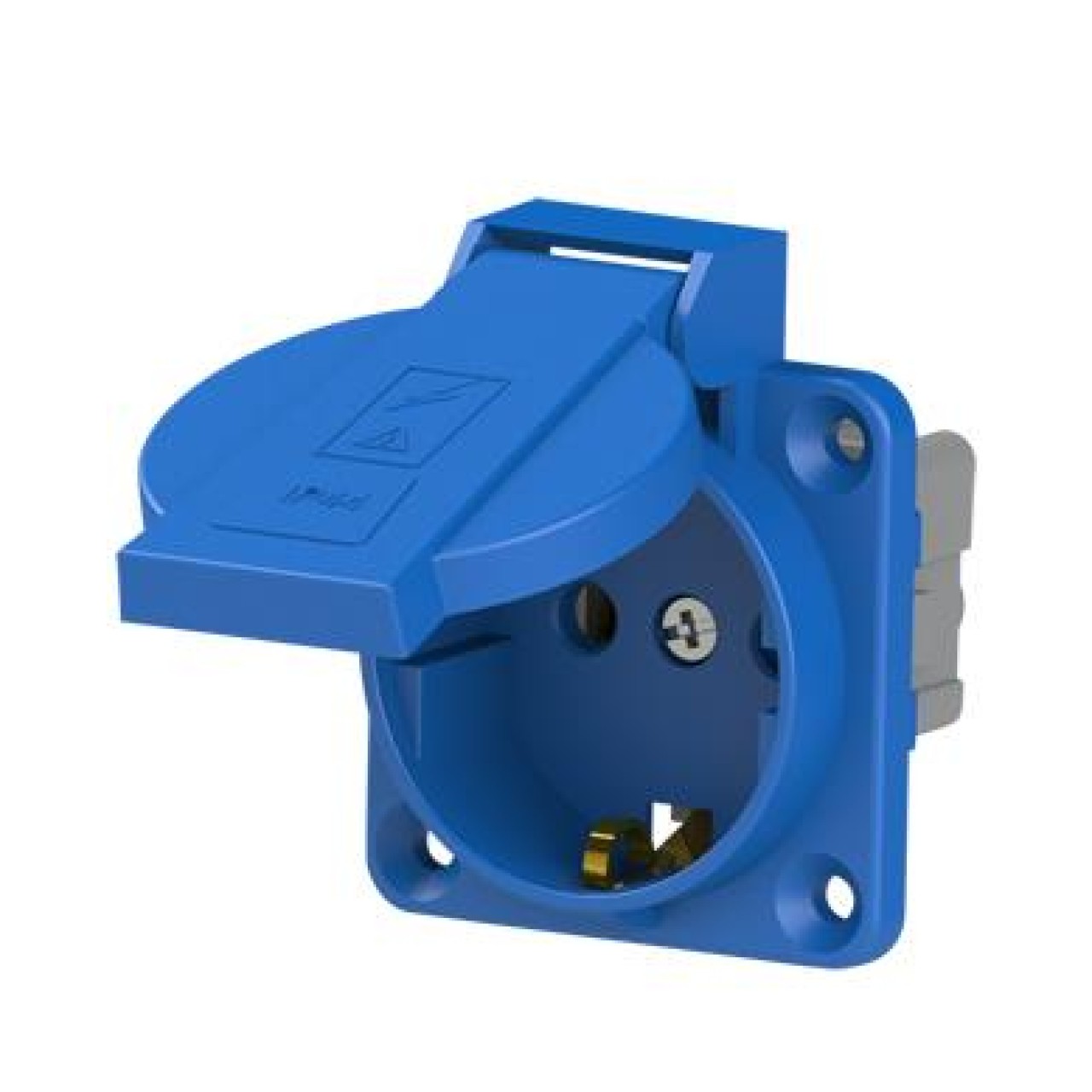 1X16A KAPAKLI TOPRAKLI PANO PRİZİ MAVİ