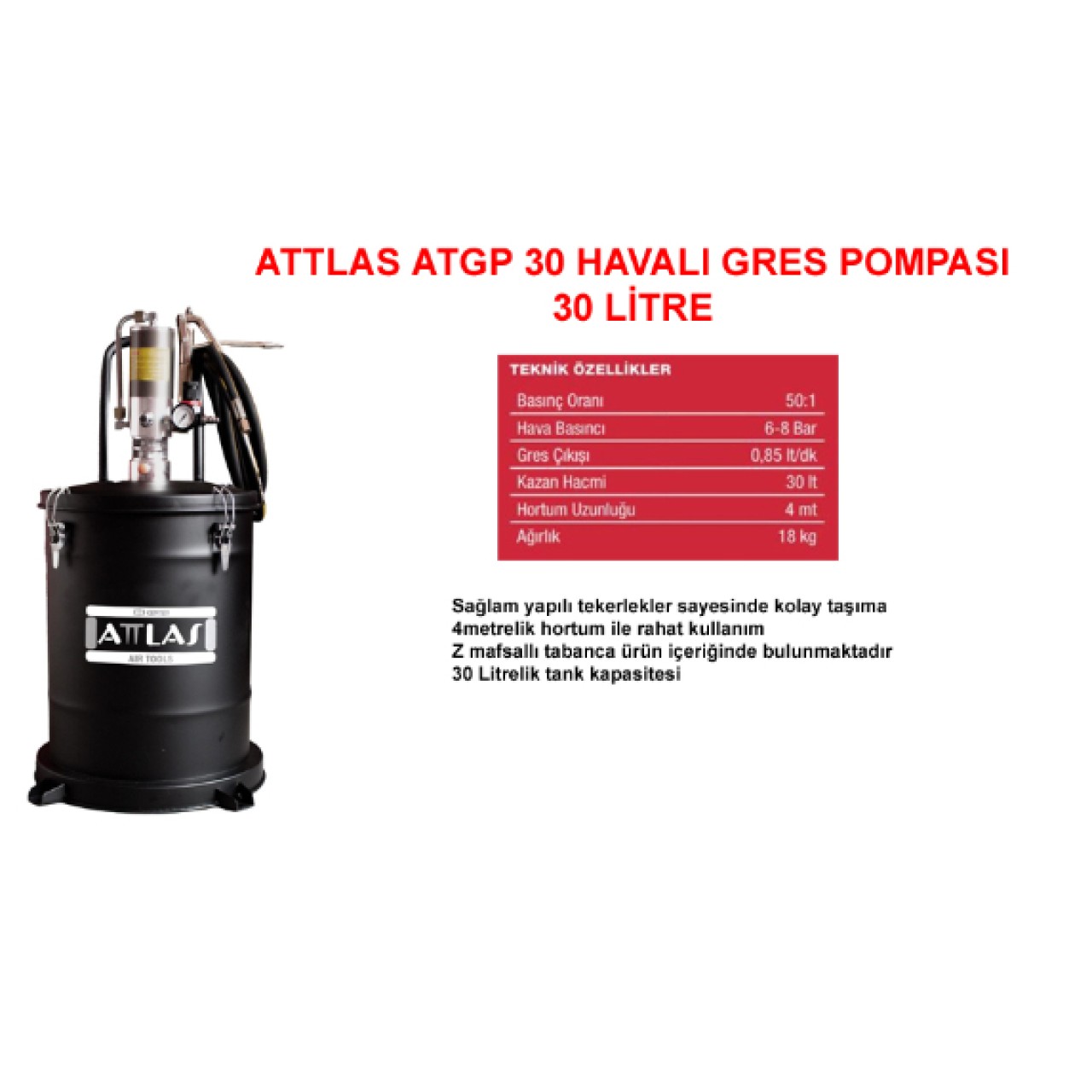 ATGP30 HAVALI GRES POMPASI 30 LİTRE