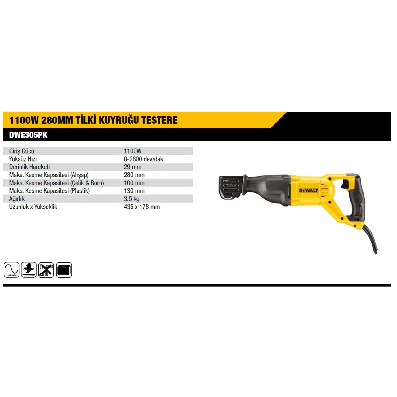 DEWALT TİLKİ KUYRUĞU TESTERE MAKİNASI