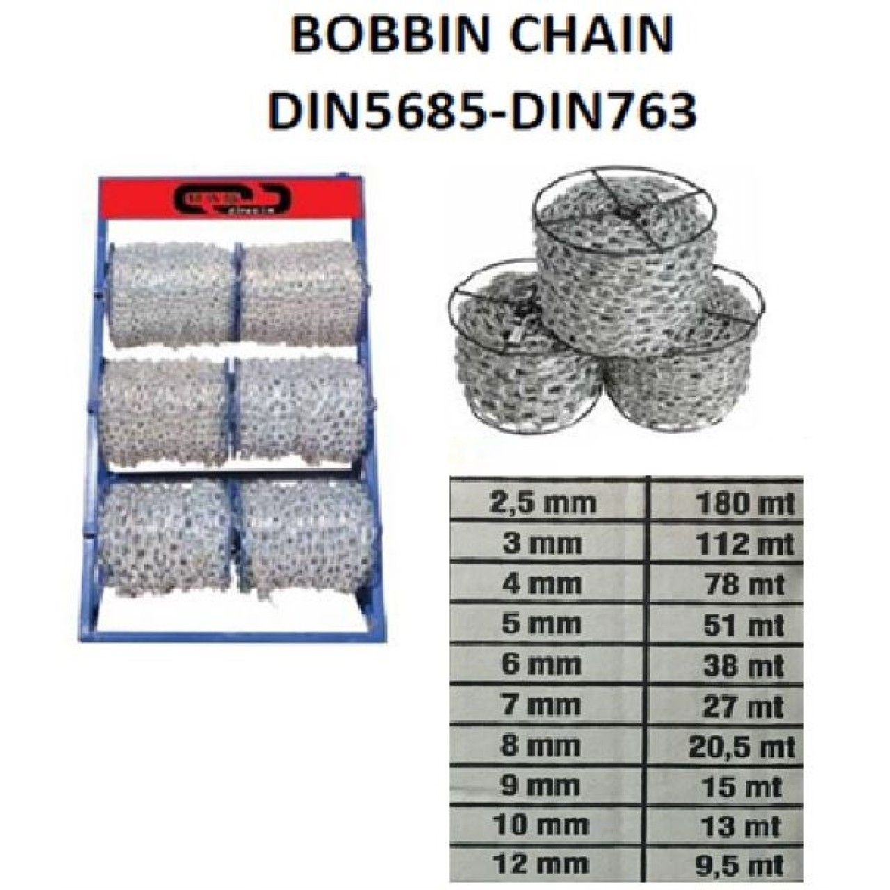 MAKARALI ZİNCİR BEYAZ 7MM 27MT