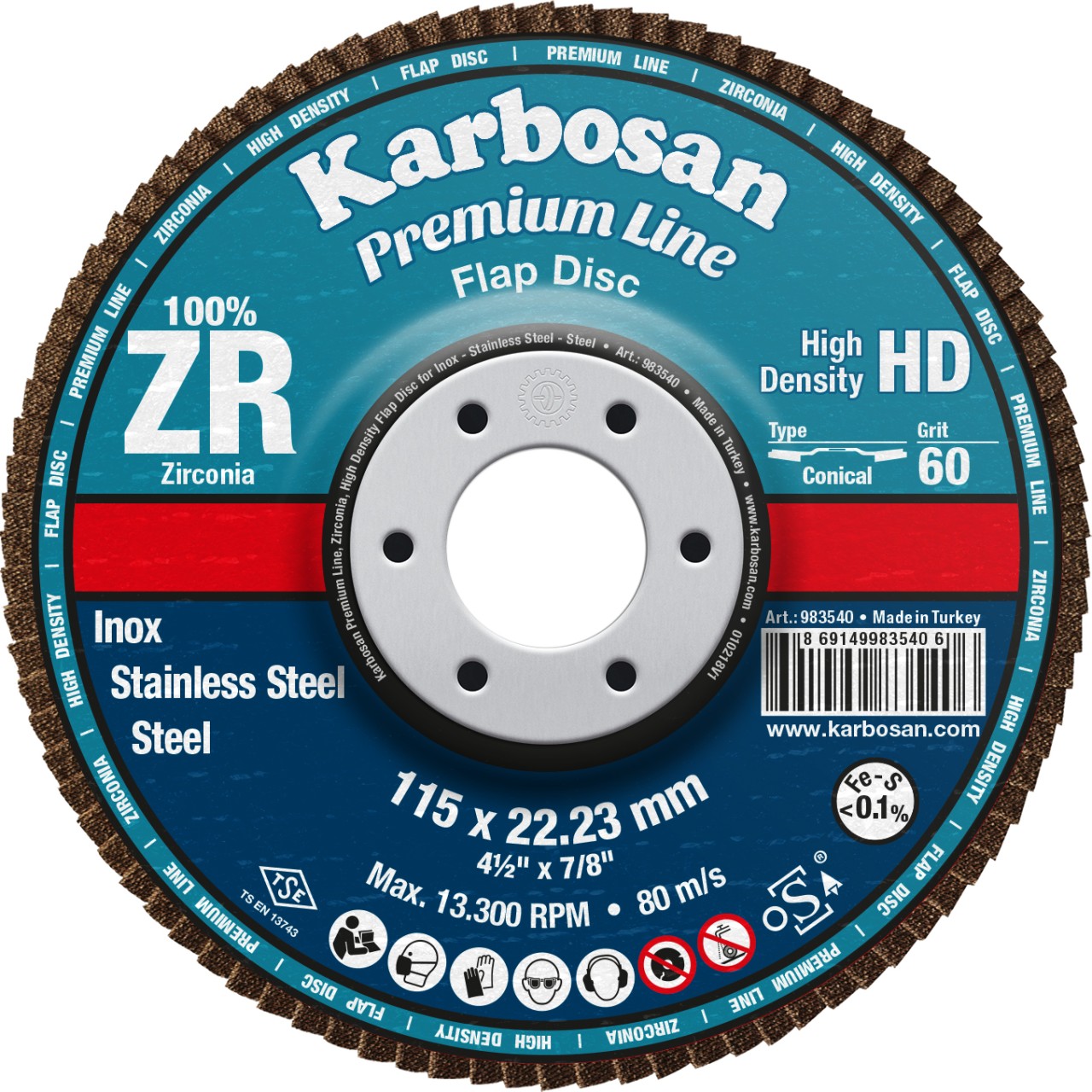 PREMİUMLİNE FLAP DİSK ZR 115MM 60 KUM KONİK ZXPR22