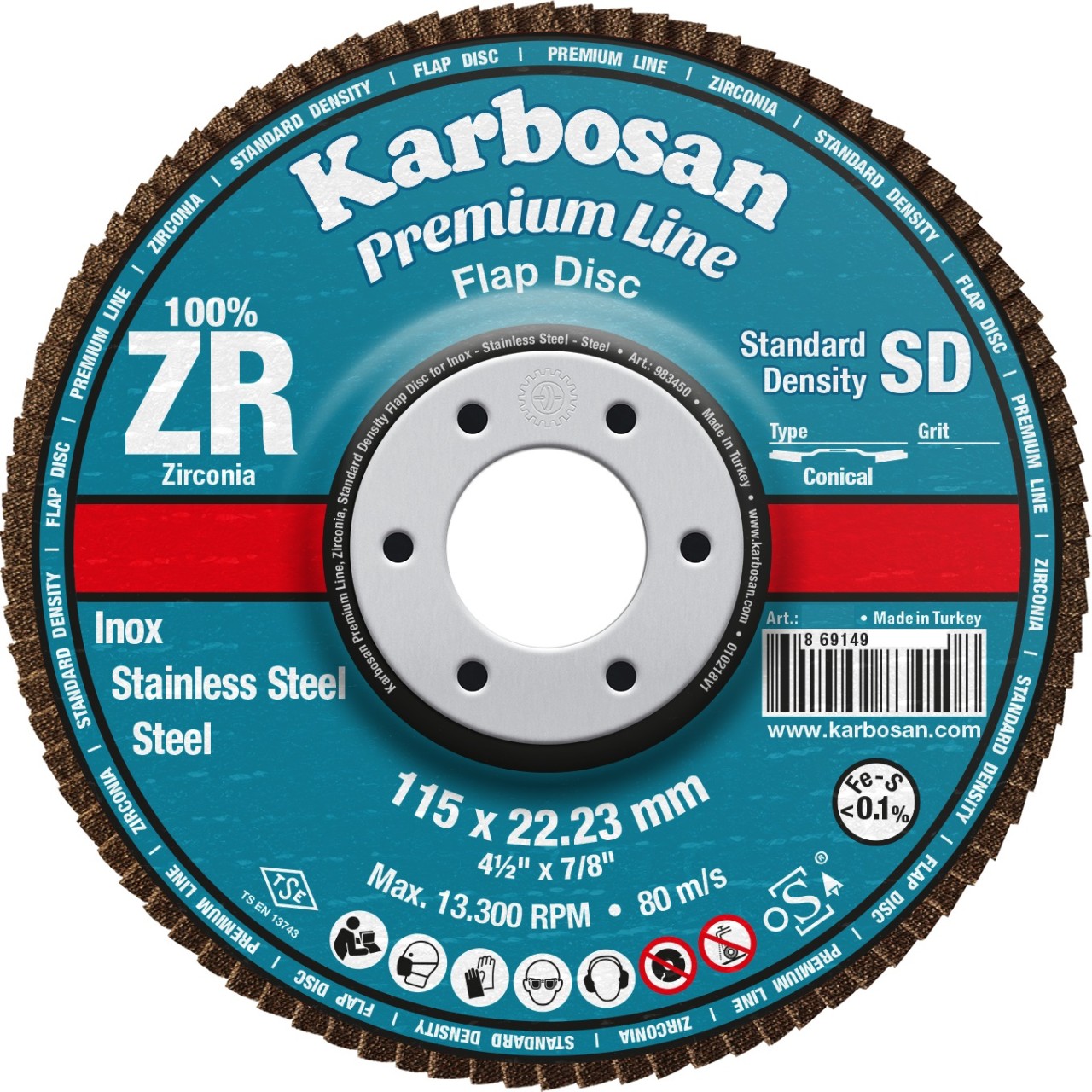 PREMİUMLİNE FLAP DİSK ZR ZXPR22 SD 115MM 80 KUM KONİK