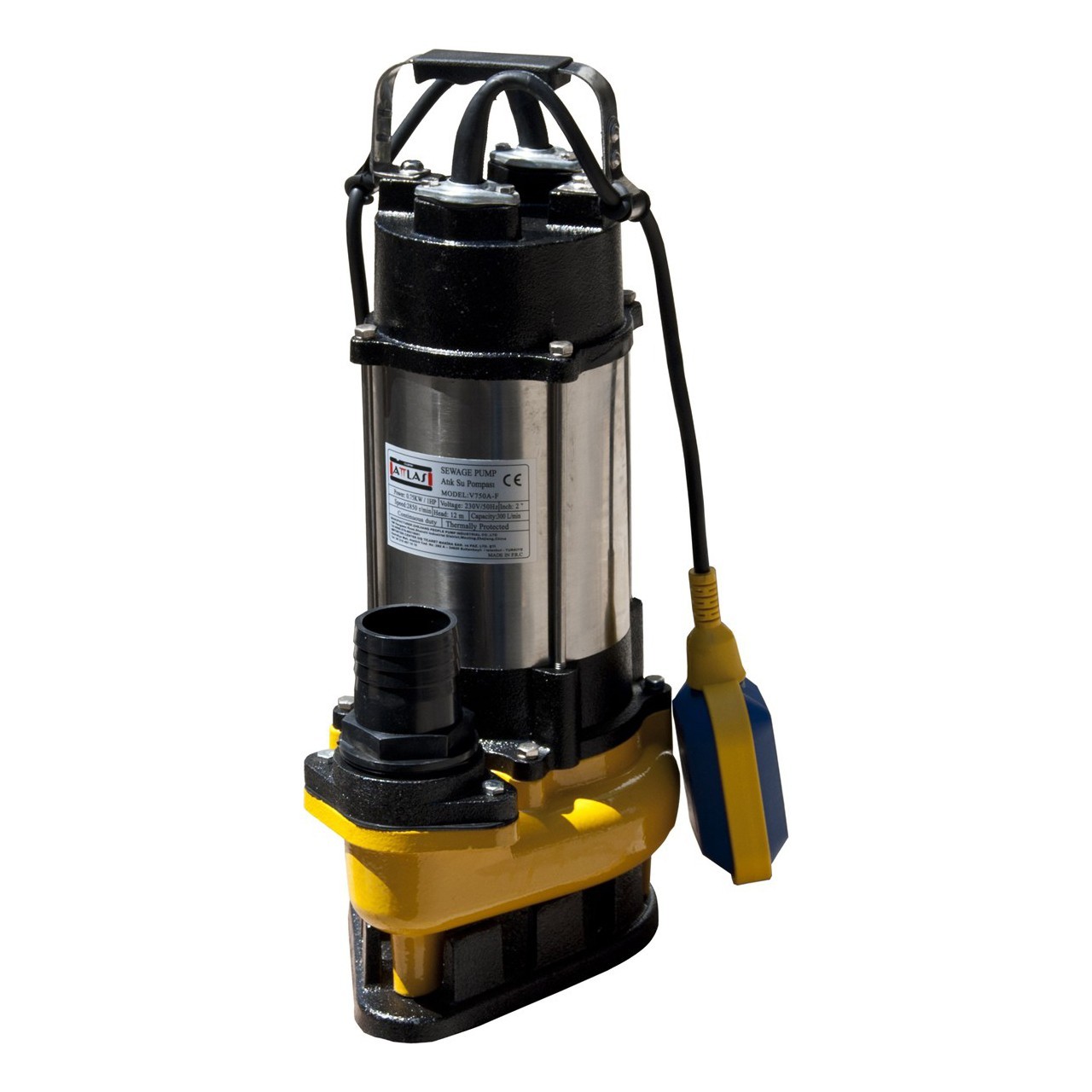 V750AF DÖKÜM GÖVDELİ ATIK SU POMPASI 1HP